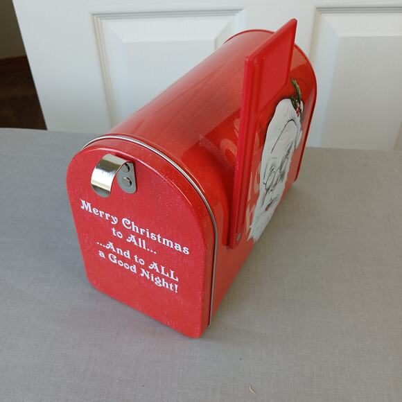 Santa's Mailbox 8.5"x6.25"x4" Letters to Santa enchanted red tin with flag - Picture 2 of 14